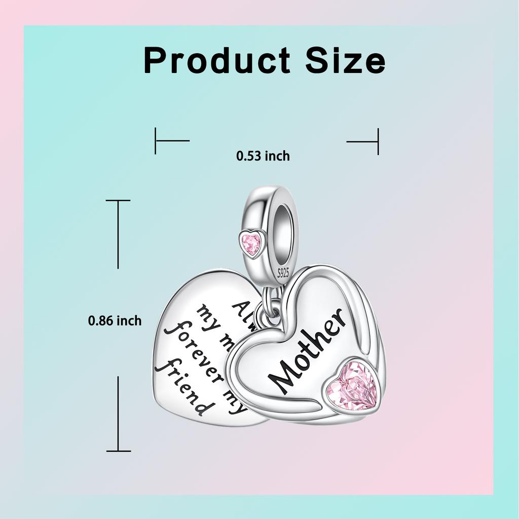 Copper Pink Zircon Mom Wife Tulip Bow Beads Pendants Charms Fit Original Bracelets Diy Birthday Jewelry Gift