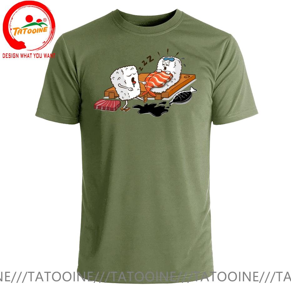 Funny Design Sleepwalking Sushi Sred Doublet Unisex Fashion Trendy Casual Clothing Stylish Tops Tee Shirt Leisure Tshirt Unisexs