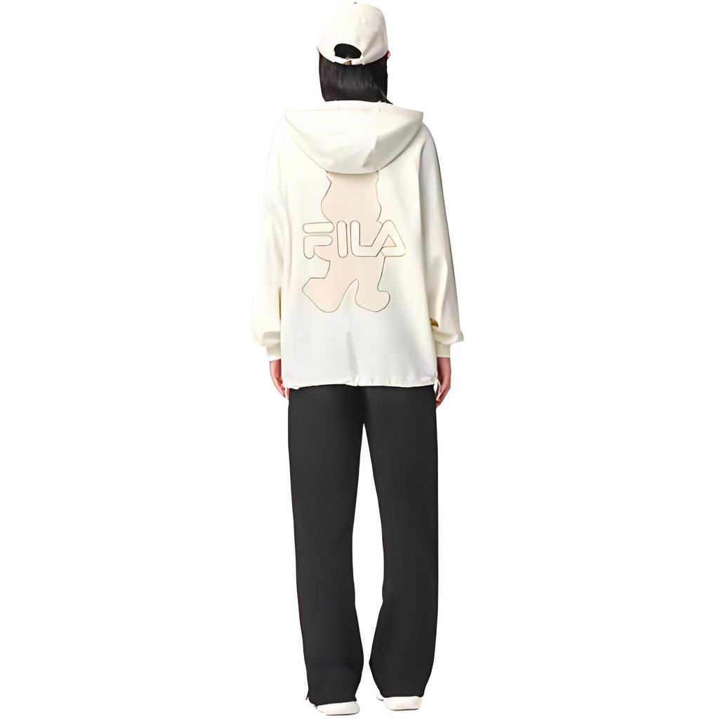 FILA Bear Logo Sports Knit Hoodie Jacket Women Jackets Milk-White F11W138579FIV