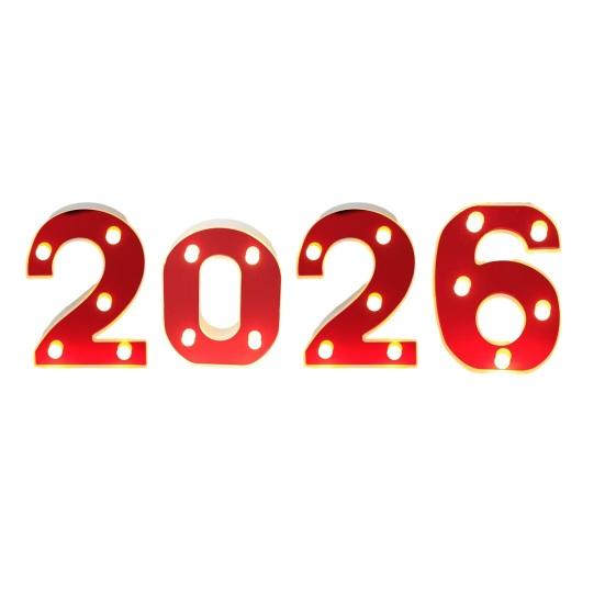 Light Up Numbers 2026 Large LED Marquee Numbers Battery Operated Letter Sign for New Year Graduation Party Wedding Table Decor