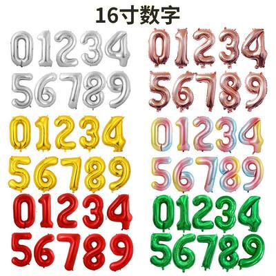 16-Inch Us Version Of Thin Body Digital Birthday Party Decoration Props Decoration Aluminum Film Balloon Digital