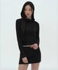 Women'S Drape Hooded Long Sleeve T-Shirt [Black]