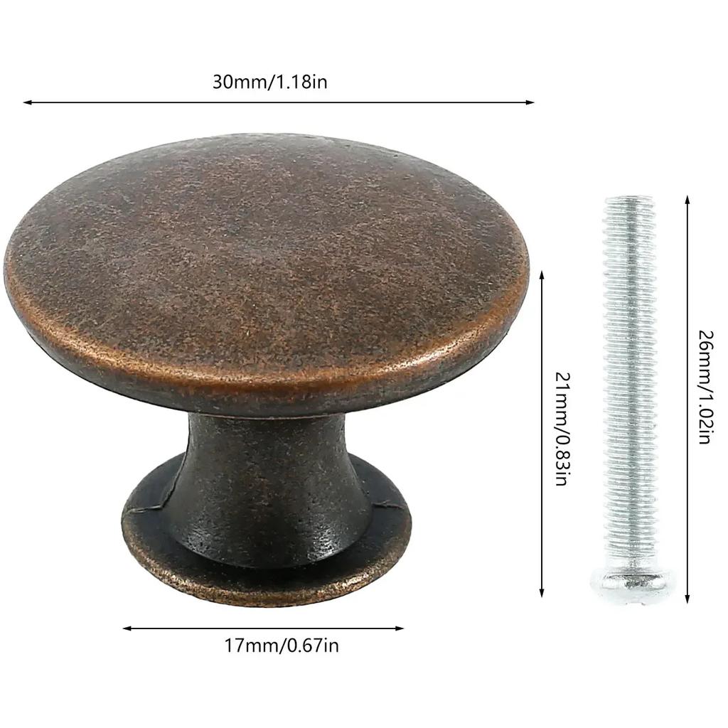 14/16Pcs Round  Antique Bronze Cupboard Door Pull Knob Kitchen Cupboard Door Decor Handles Replacement Hardware