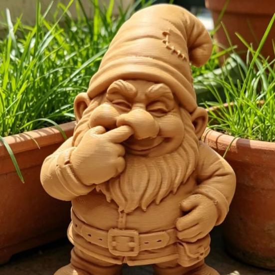 3D Printed Gnome Figurine, Nose Picking Cartoon Gnome Statue, DIY Coloring Painting Dwarf Sculpture for Home Office Desk Decor