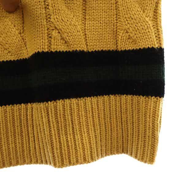 TEMPTATION Cable Long sleeve V neck knit L Brown sweater Men's Used