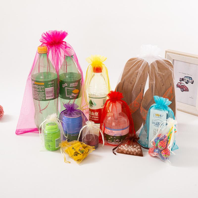 100 ks/lot 7x9 9x12 10x15 13x18CM Organzové sáčky Sáček na šperky Dekorace svatební párty Stahovací sáčky Dárkové váčky Balení šperků