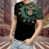 Summer Round Neck 3D Aztec Style Pattern Print Top Fashionable Casual Short Sleeved Men's T-shirts