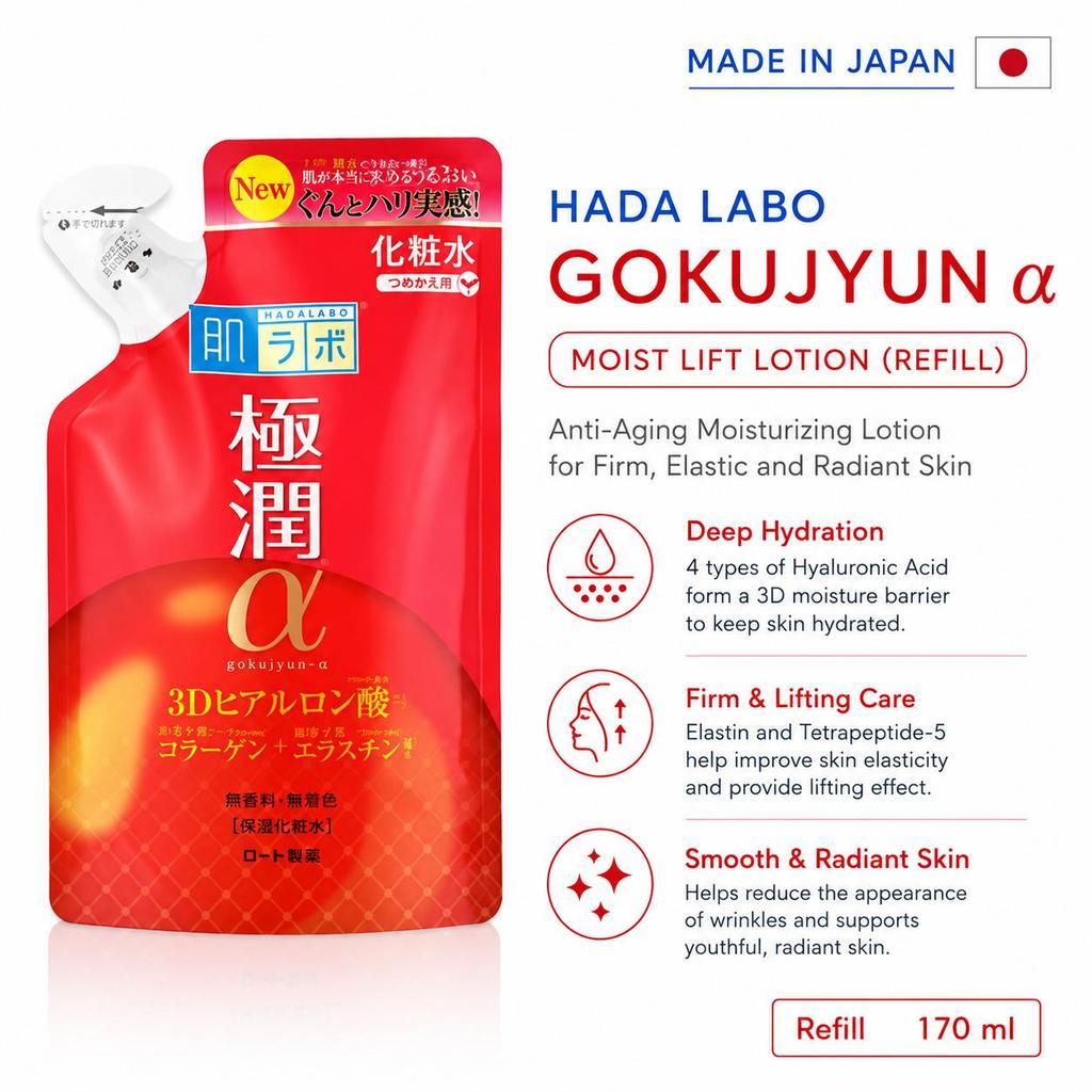 HADA LABO Gokujyun Alpha Moist Lift Lotion лифтинг лосьон, 170 мл - Сменный блок, 170 мл