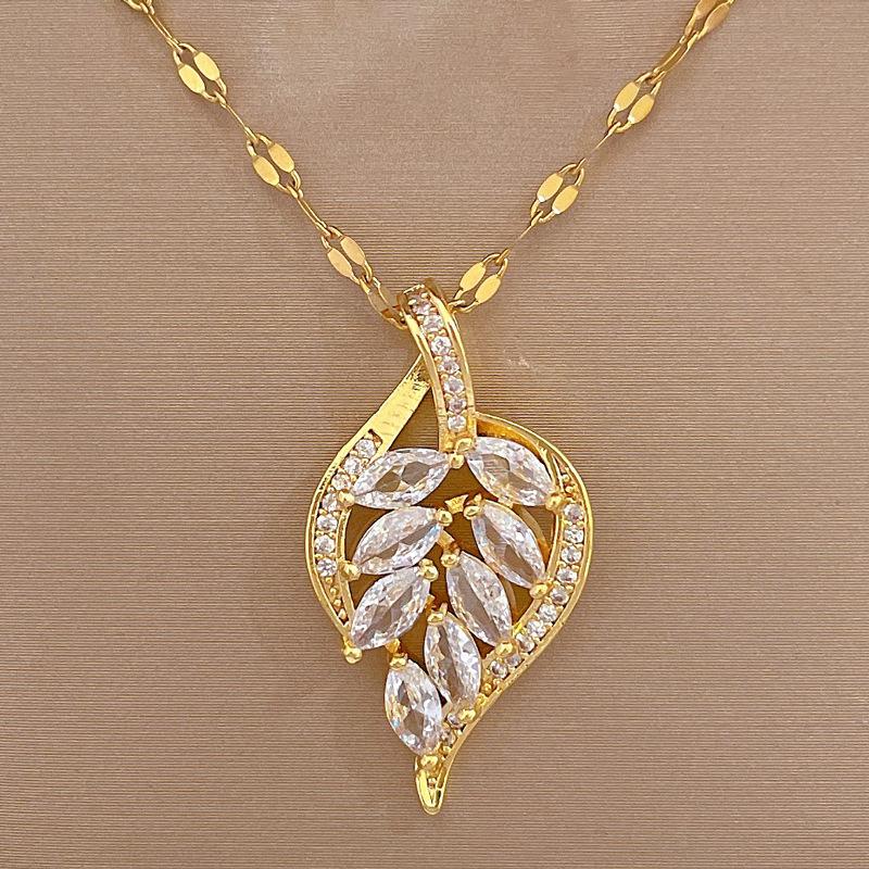 Гуочао Микро-инкрустация Одним Листом Для Богатства Аксессуары Прямая Трансляция Дворцовый Стиль Полный Алмазов Инкрустация Роскошные Ожерелья