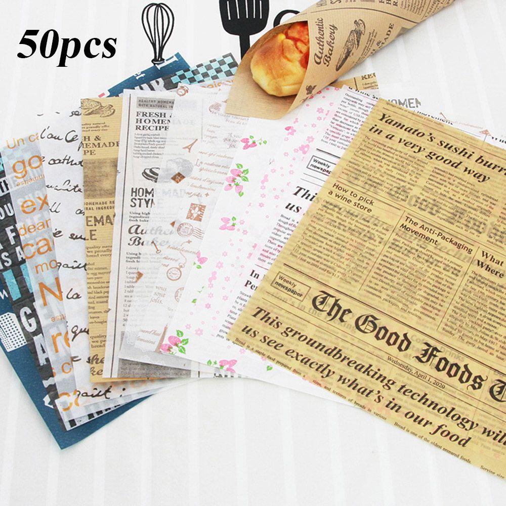 50PCS Kitchen Food Grade Baking Bread Oil-paper Wrappers Grease-proof Wax Paper
