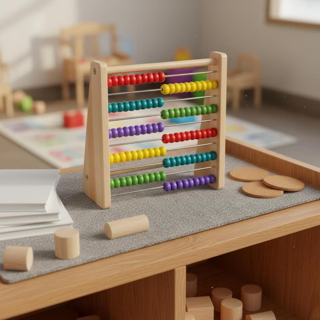 Wooden Bead Abacus Number Recognition Educational Light Wood Counting Frame for