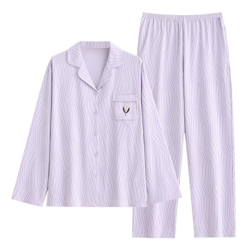 Pajamas Women'S Pure Cotton Long-Sleeved Women'S Thin Large-Size Women'S Autumn And Winter Loungewear Set