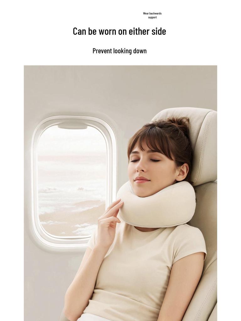 Collapsible Memory Foam U-Shaped Travel Pillow for Airplanes - Neck and Cervical Spine Support