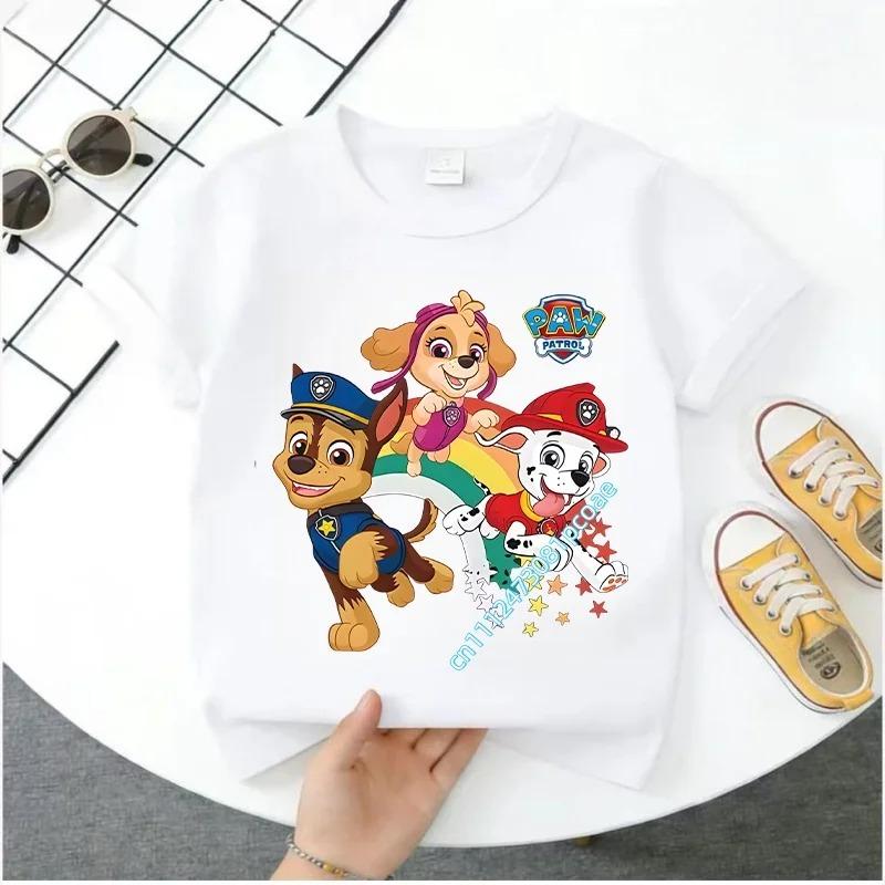 Paw Patrol Boys and Girls T-Shirt Chase Cartoon Anime Pattern Print Children's Summer Fashion Clothing