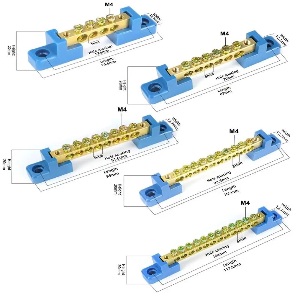 New 6*9 Copper Ground Bar 4/6/8/10/12 Hole High Bridge Type Zero Ground Wiring Connection Din Rail Terminal Distribution Box