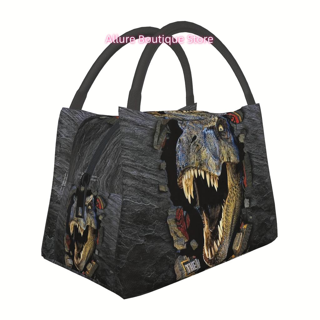 1pc Funny Dinosaur Reusable Cooler Bag, Insulated Lunch Bag for Camping Picnic Beach Suitable for School, Classroom,
