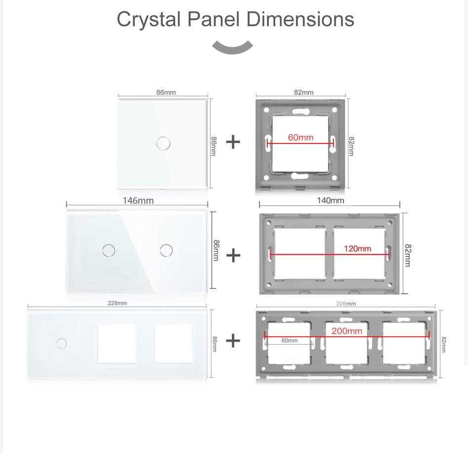 BSEED Zigbee 1/2/3Gang Touch Light Switches Tuya Smart Life App Control With Normal UK Standard Power Sockets 13A Glass Panel