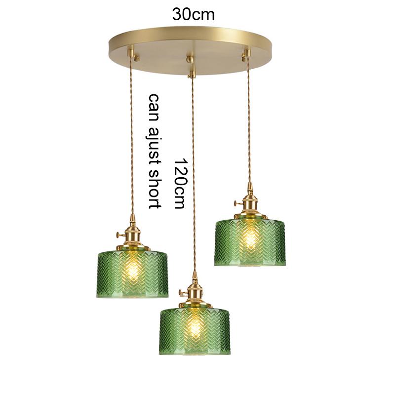 Suspension Light Green Glass Chandelier E27 Restaurant Stripe Pendant Light For Dining Room Kitchen Cafe Bedside Hanging Lamp