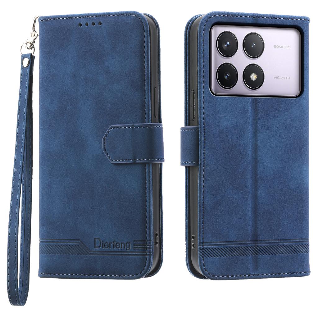 DIERFENG DF-03 For Xiaomi Poco F6 Pro 5G/Redmi K70 5G/K70 Pro 5G Wallet Phone Case Leather Cover Lines Imprinted