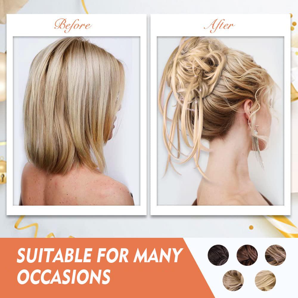 XINRAN Women Fashion Short Messy Hair Chignon Synthetic Fiber Scrunchy Curly Hair Extension for Women Daily Wear