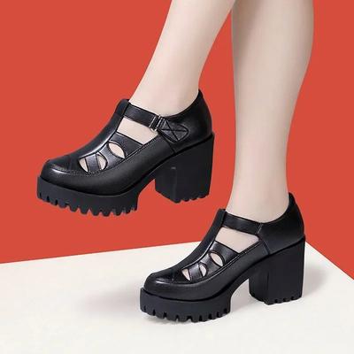Scarpe Taglia Piccola 8cm 32-43 Punta Chiusa Vera Pelle Sandali con Zeppa 2025 Tacchi Alti a Blocco Sandali alla Gladiatore Ufficio Mamma