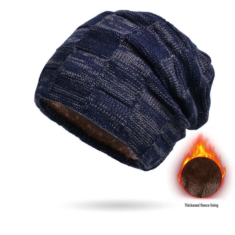 Herren Europäisches und Amerikanisches Winter Mütze & Schal Set: Dick gestrickt mit Samtfutter