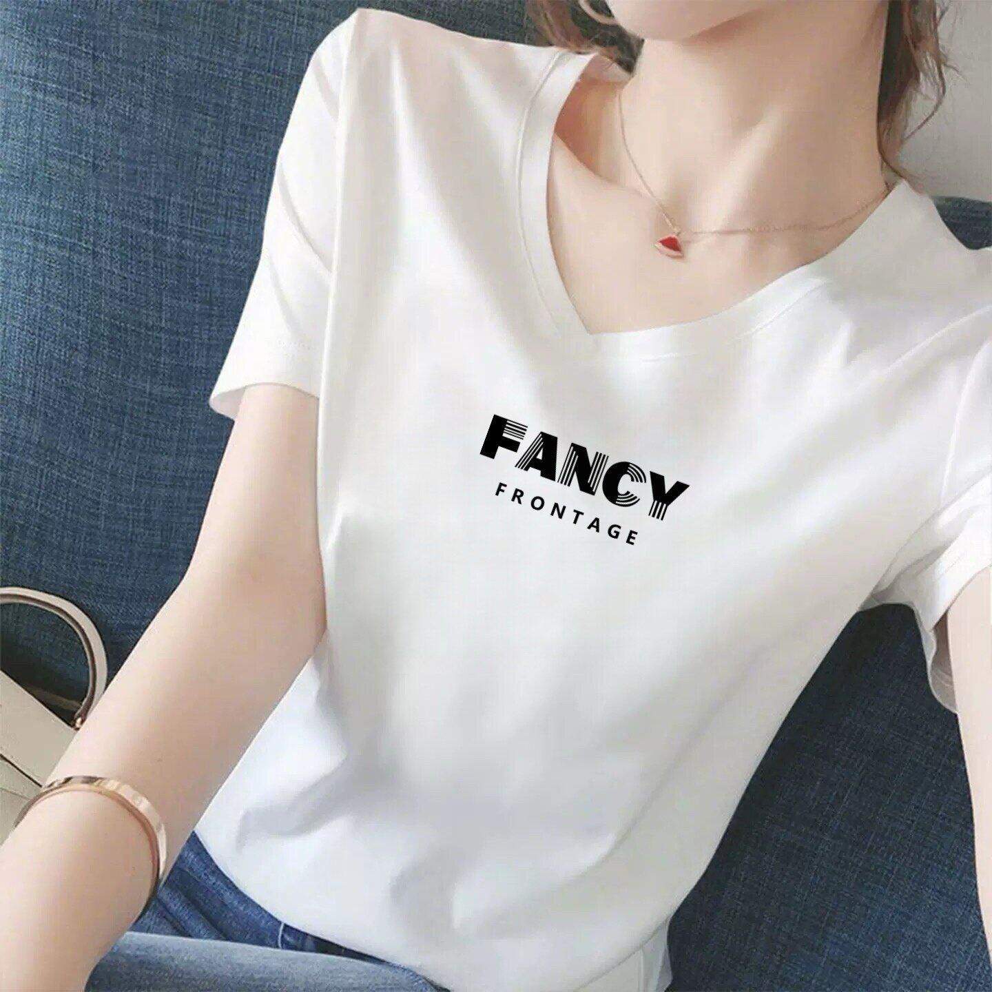 

Women s Loose-Fit V-Neck Short-Sleeve Graphic Tee - Casual, Versatile, Slimming, Age-Reducing 2XL
