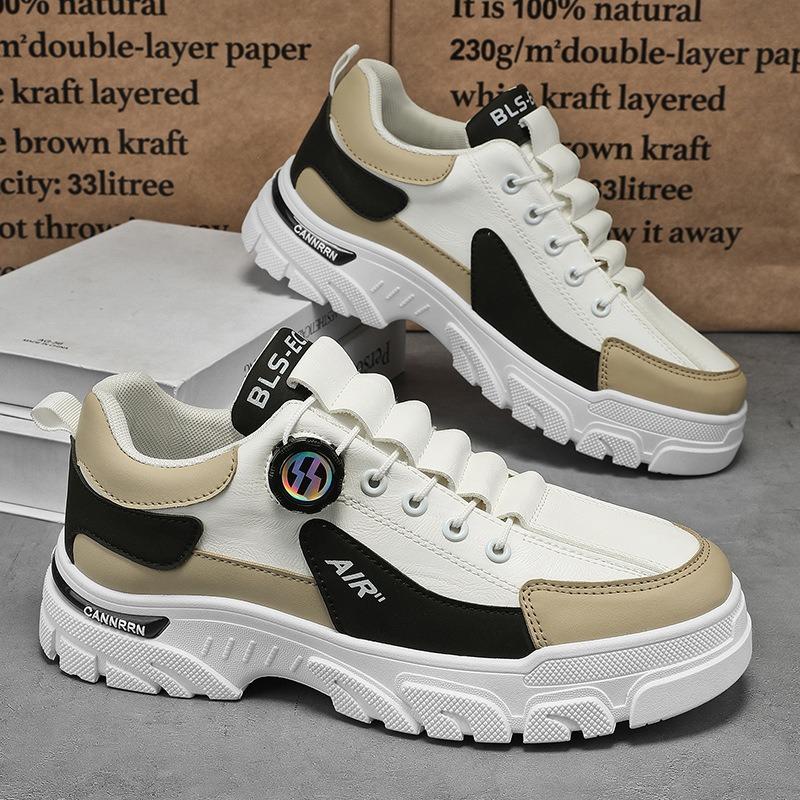 Fashion Autumn Men's Low-top Rotating Buckle Works Shoes Platform Casual Sneakers Fashion Brand Elastic Running Sports Shoes Zapatillas