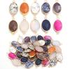 2 Pcs Natural Stone Charms Gold Edge Oval Shape Pendant for Jewelry Making Accessories DIY Necklace Bracelet Earring Supplies