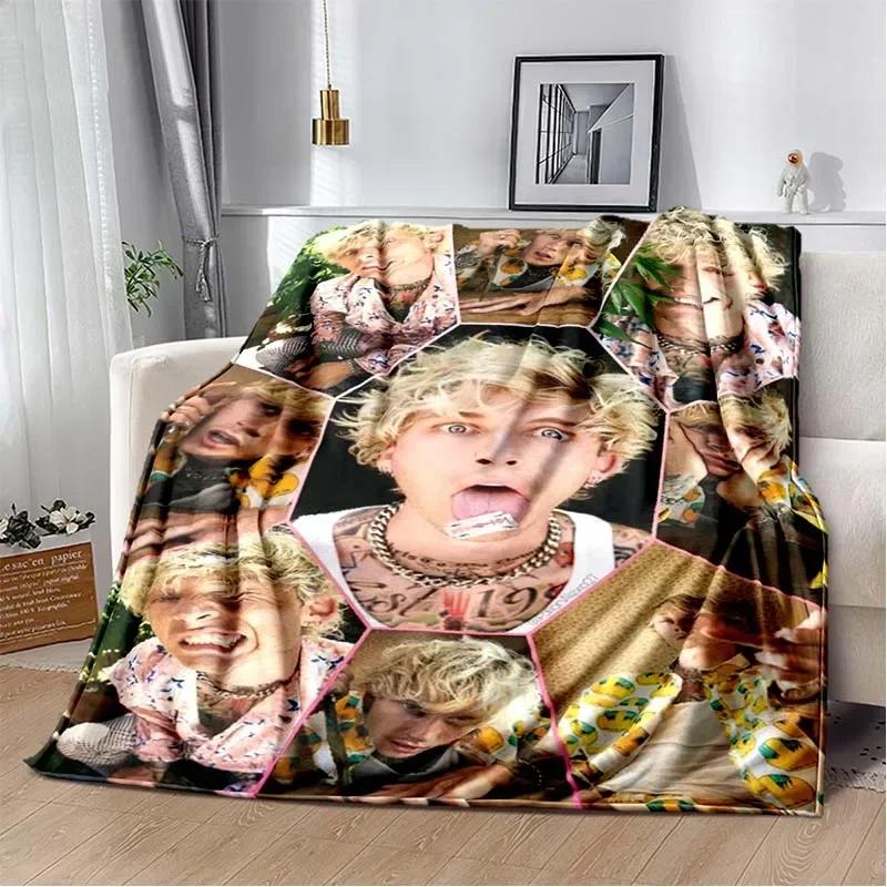 Machine Gun Kelly Poster Flannel Blanket Warm Music Art Throw for Bedroom Sofa Bed Travel Picnic Fan Gift