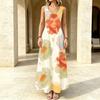 Women's Sleeveless Maxi Dress,Fresh Watercolor Style,Lightweight Flowy Skirt,Casual Daily Outdoor Walking,Fashion Versatile