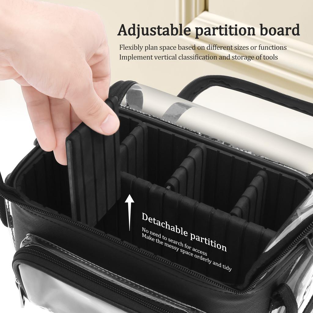 Makeup Bag PVC Transparent Makeup Brush Travel Case with Adjustable Strap & Dividers Large Capacity Portable Travel Cosmetic Bag