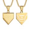 Men's Baseball Necklace American Flag Shield Pendant Inspirational Scripture Ornaments
