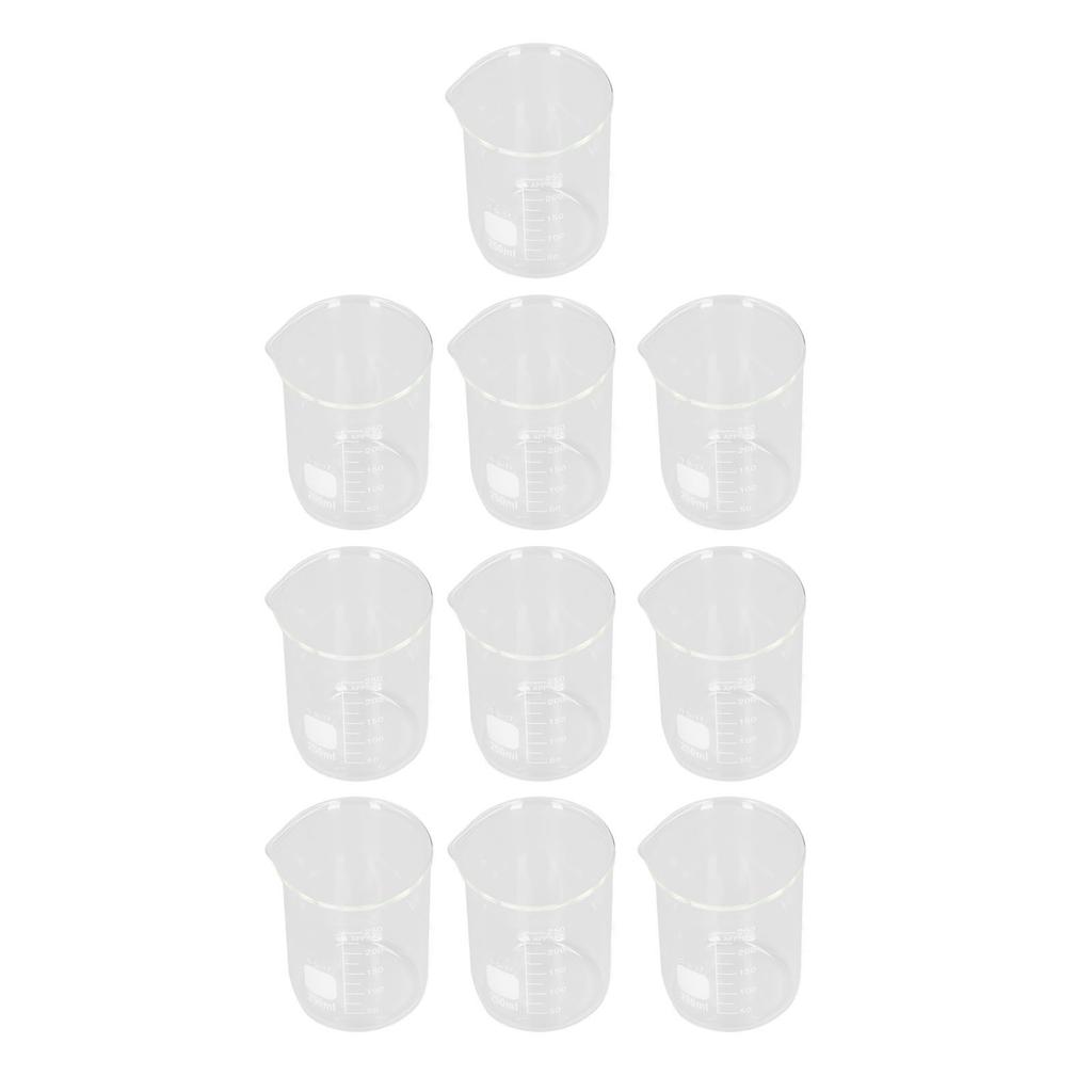 10Pcs Scientific Beaker Glass 250ml Large Capacity Clear Scale Tool Set Kit for Experiment