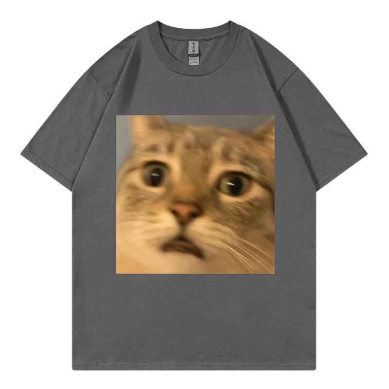 Surprised Cat Face Funny Meme Graphic T Shirts Unisex Unisex Casual Cotton Short Sleeve Tshirts Summer Fashion Oneck Loose Tshirt