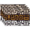4pcs Brown African Tribal Placemats – Abstract Geometric Mud Cloth Design,  Ethnic Style for Home, Party, or Outdoor Table Decor