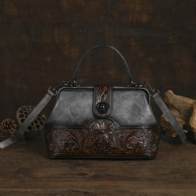 

Johnature Винтажная женская сумка ручной работы с тиснением, большой вместимости, универсальная, на плечо, кроссбоди серый