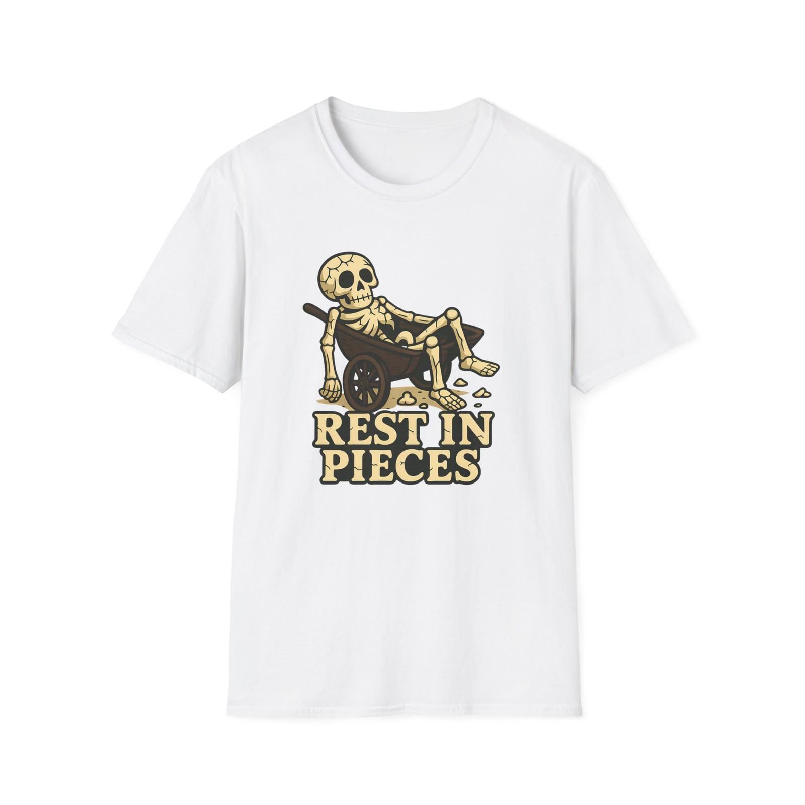

Unisex Softstyle T-Shirt Rest in Pieces Funny Skeleton Wheelbarrow Halloween 5XL різнокольоровий