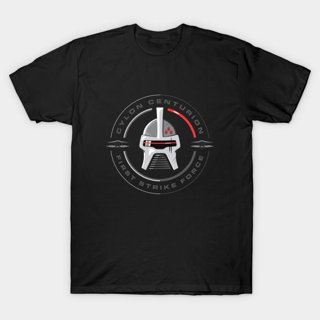 Men Black Print T-shirt Cylon Centurion No-Cut Transfer Paper Print Cotton Tshirt 4XL