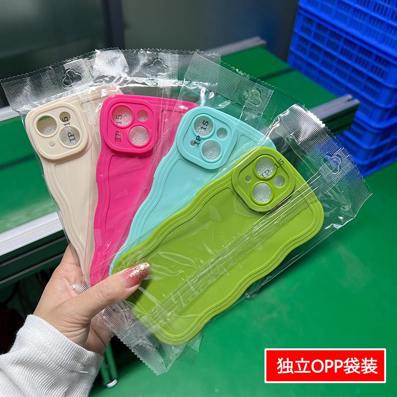 Solid Color Big Wave Suitable for Apple 11 Mobile Phone Case Iphone11 Solid Color 11 Couple 11Pro Anti-drop 11 Soft Case