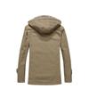 New Autumn and Winter Men's Velvet Thickened Jacket Pure Cotton Washed Mid-length Hooded Jacket