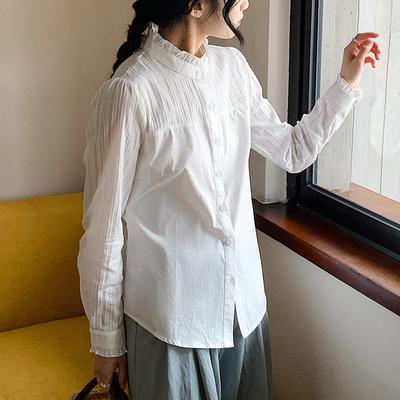 White Shirt Women's Long-sleeved Spring Clothes New Inner Top Bottoming Shirt Fungus Collar Shirt