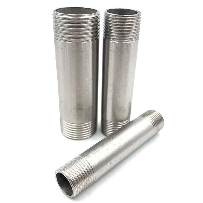 Length 100/150/200/300mm 1/4" 3/8" 1/2" 3/4"-2” BSP Male Thread Long Nipple 304 Stainless Steel Pipe Fitting Connector Adapter