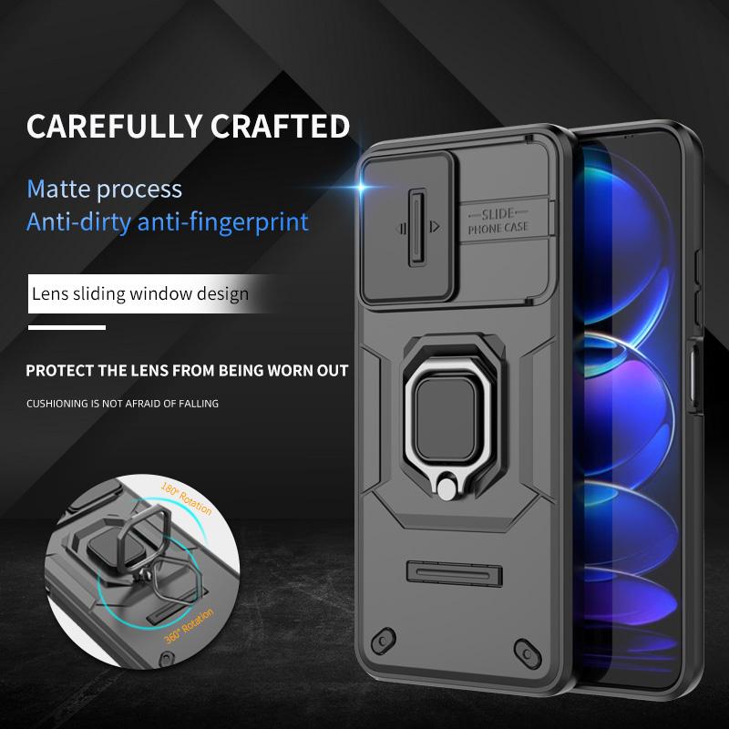 For Xiaomi Redmi Note 12 5G Case Shockproof Armor Car Holder Ring Phone Cover For Redmi Note12 5G Camera Lens Protection Fundas