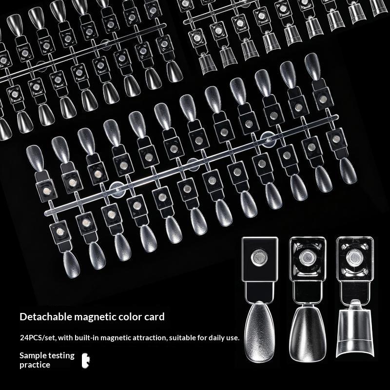 Magnetic False Nail Tip Color Chart 120Pcs Transparent Nail Polish Display Card for Manicure Practice Testing