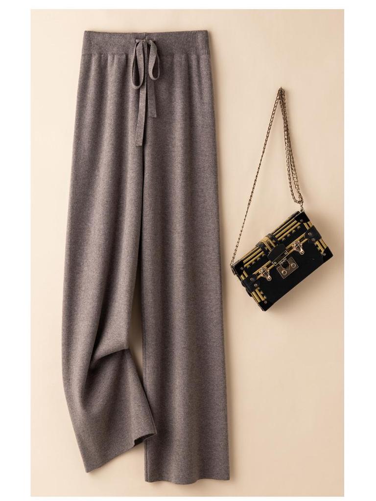 2024 Korean High Waist Knit Wide-Leg Extra Long Pants for Tall Women