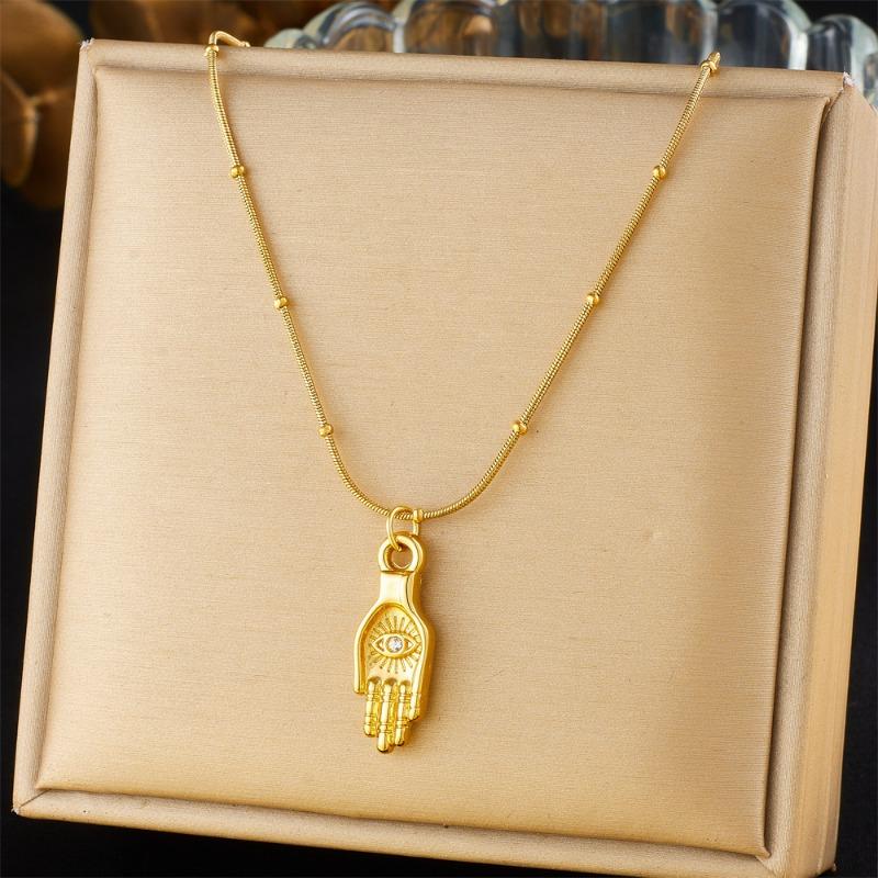 Goldene Hamsa Nazar Anhänger Halskette mit Perlen Schlangen Kette