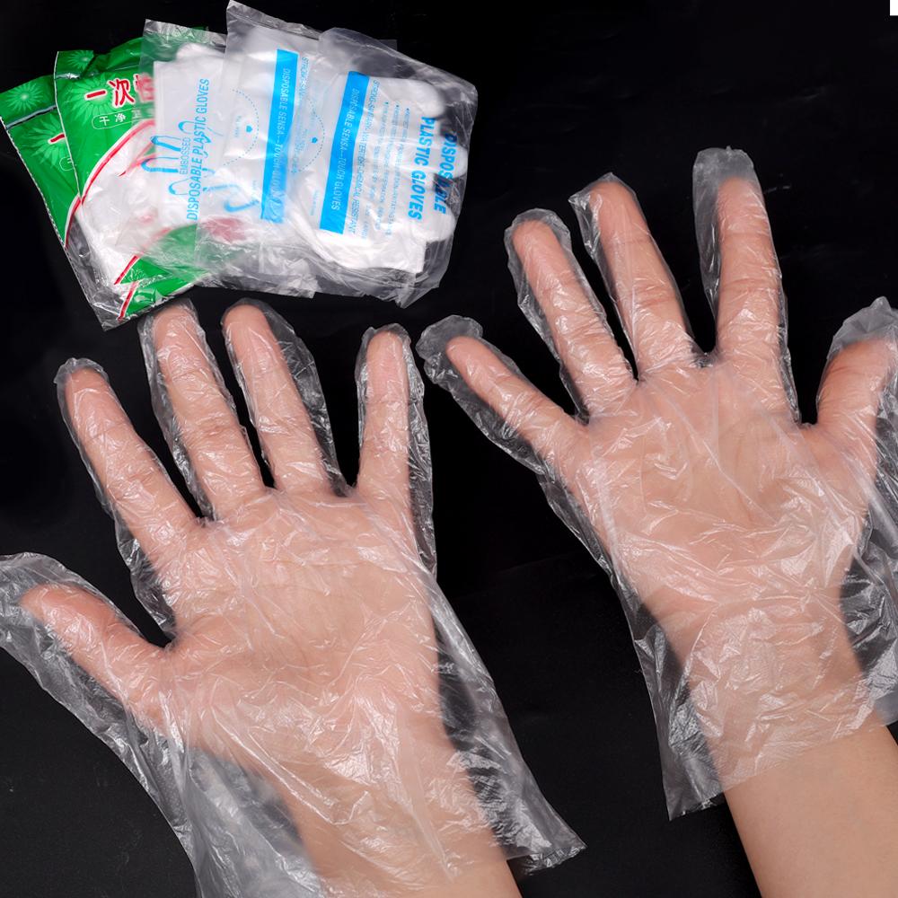 500-100Pcs Disposable Gloves Clear Anti-Slip Design Food Catering Baking Beauty and Hairdressing Transparent Gloves Wholesale