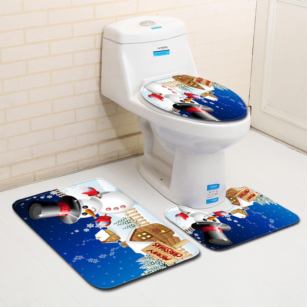 Christmas Bathroom Floor Mat Toilet Three-Piece Set