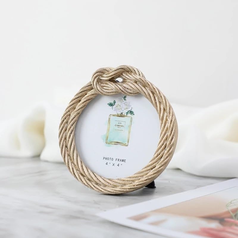 Queen-b Rope Photo Frame, Stylish Tabletop Frame for Displaying Pictures, Photos, and Posters, Perfect as a Gift (Round)